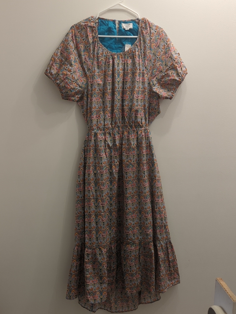 J. Crew × Liberty - NWT Paisley Dress in Teal and Coral (Size 16)